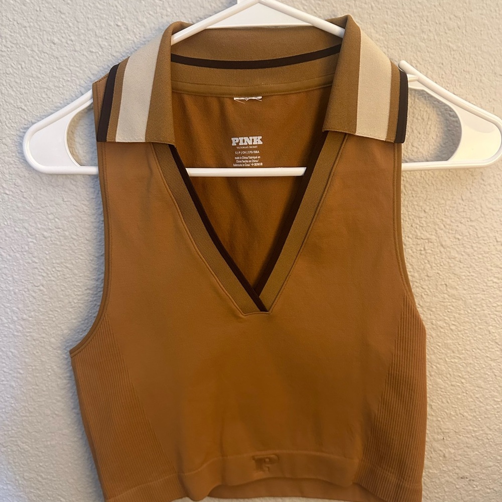 PINK Victoria's Secret Brown V-Neck Crop Top